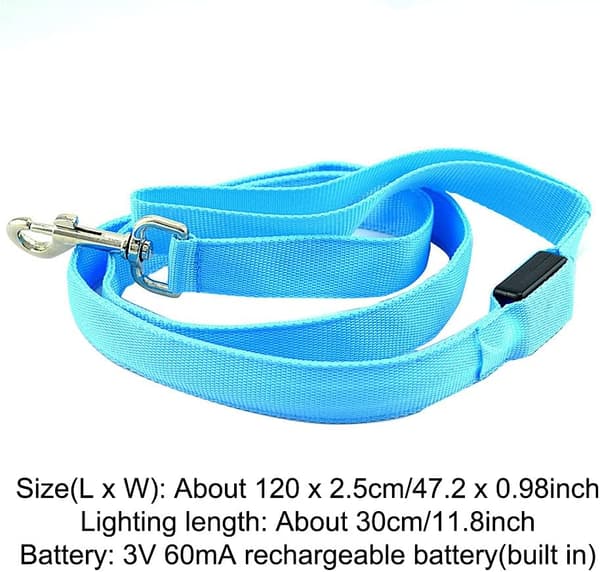 1 stk LED-belyst hundeleie USB-oppladbar med tre lysmoduser