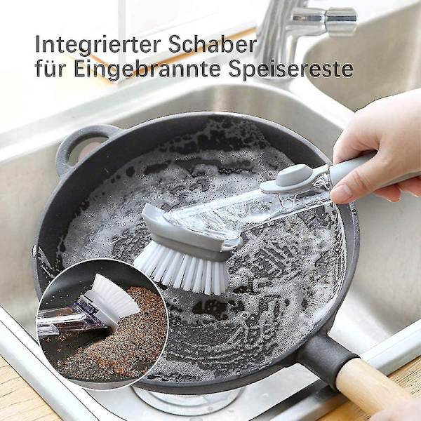 3 i 1 diskborste med diskmedelbehållare, diskborste