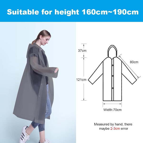 Regnponcho, 2 stk. Vanntette Ponchoer, Gjenbrukbar Poncho EVA