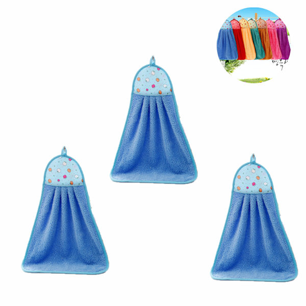3-pack Handduk i Korallsammet, Diskhånuk, Hängande Handduk