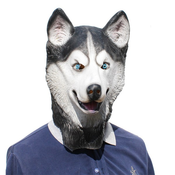 Halloween Mask, Husky Dog Latex Animal Head Mask Nyhetskostym
