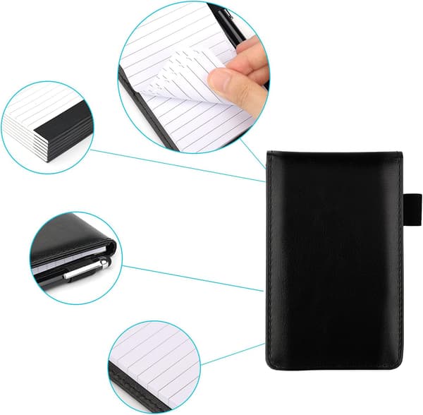 Leather Notepad Holder (Black) 138*86*15 mm Replacement Notepad