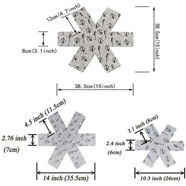 Sæt med 9 polstrede filt grydebeskyttere til at adskille og beskytte