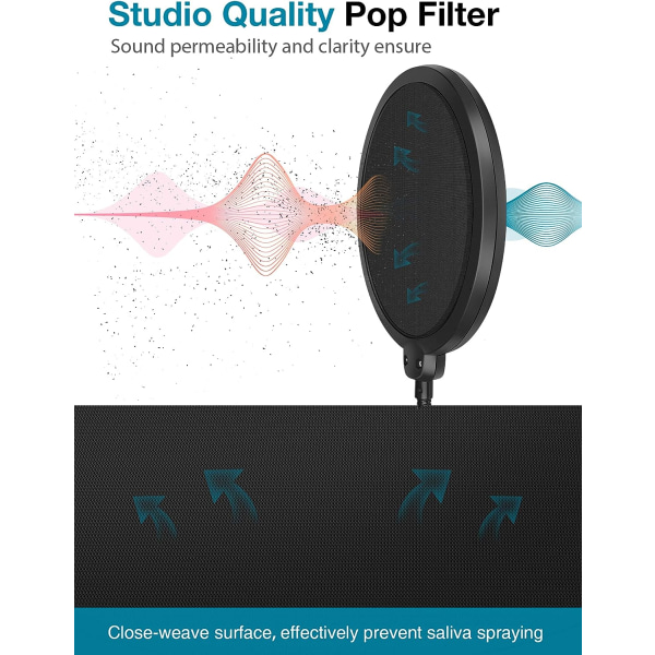 Mikrofonin pop-suodattimet, mikrofonin pop-suodatin, kaksinkertainen