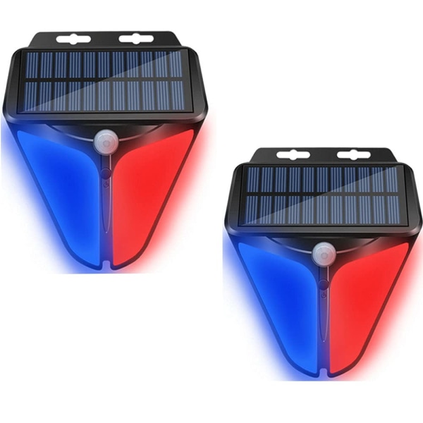 Solcelled blinkende advarselslys, udendørs 2 stk. med 90DB alarm