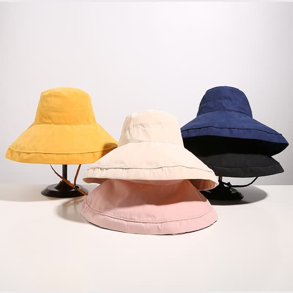 (beige) Fiskehatt - Sommarhatt med stor skärm - Sol