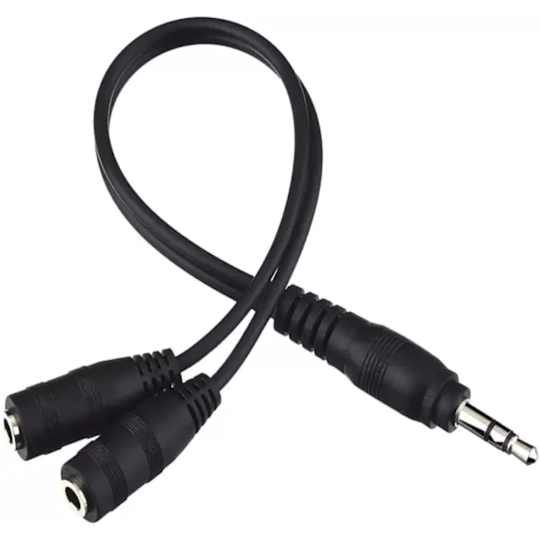 Hörlursdelare för 2 Hörlurar/Aux-delare 1 in 2 ut / 1 ljuduttag till 2 högtalare eller hörlurar (3,5 mm TRS Hane
