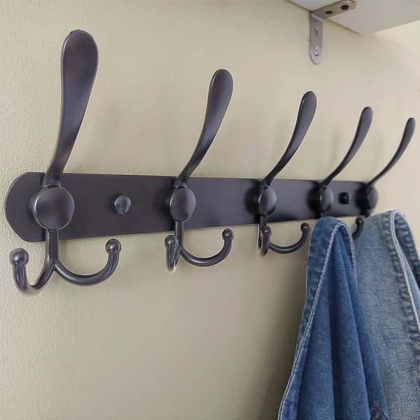 2-pack väggmonterade klädställningar - 5 trippelkrokar, kraftiga