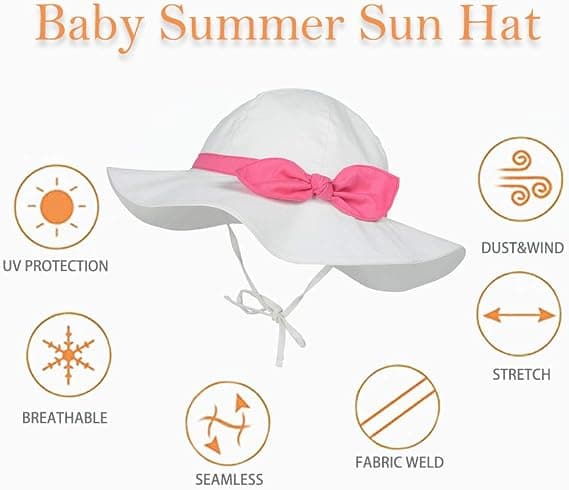 Hvit+Rosa Sommer Solhatt for Gutter og Jenter - 0-6 År Gammel Sol