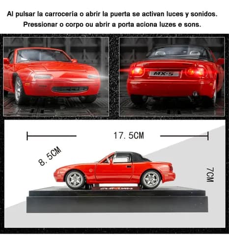Mazda MX-5 Miniatyrmetallbil med Displaybas 1/32