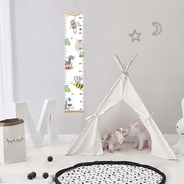 Djurbilder Väggmätare för Barn, Baby Höjdmätare, Canvas Höjdmätare för Pojkar Flickor (Djurbilder 6)