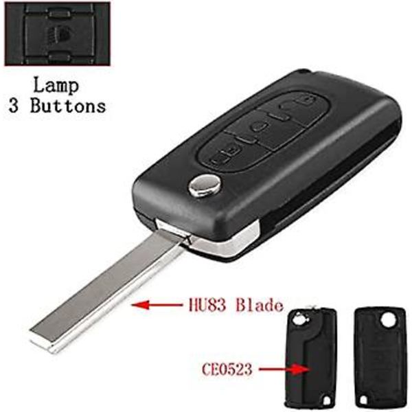 3-knappars fällbar fjärrnyckel fob-fodral för Citro-en C1 C2 C3 C4 C5 C6 C8 Dispatch C-Quatre C-Triomphe Xrasa Picasso Berlingo Peugeot 207 307 407 bilar K