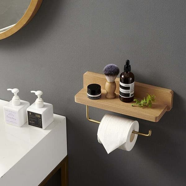 Toiletpapirholder Dobbelt Installation Massivt Træ Bøg Dispenser