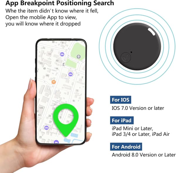 Mini GPS Tracker for iOS/Android 2023 Siste, 1 stk-Svart