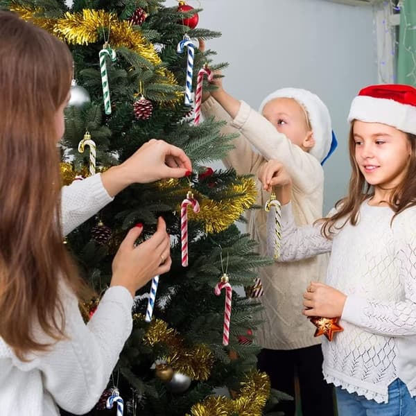 6 kpl Sininen Joulu Glitter Candy Cane Joulukuusi