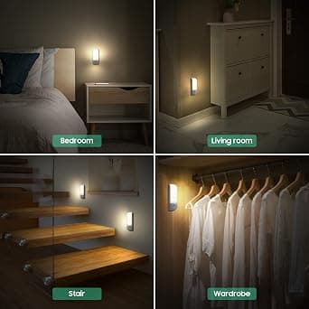 Innendørs bevegelsessensorlys, 2-pakning USB-oppladbare LED-nattelys