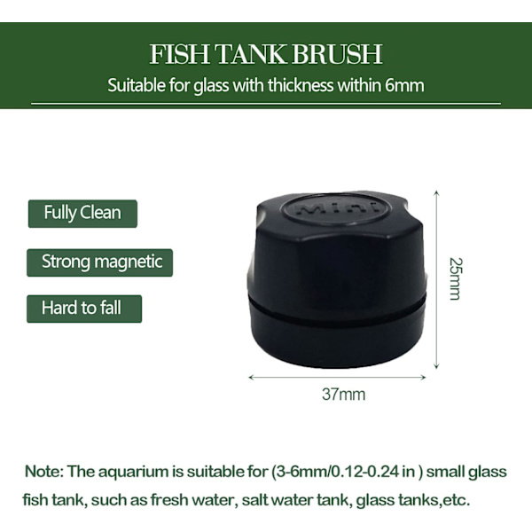 1 mini akvarium glas magnetisk rengøringsbørste, fisketank glas