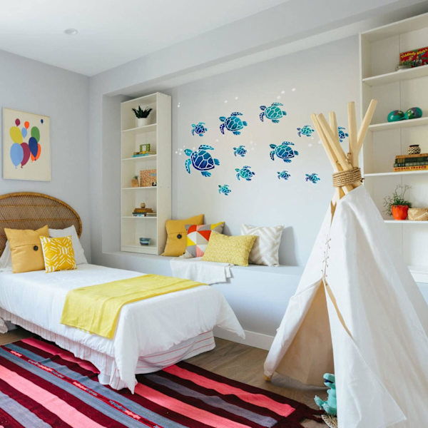 12 stycken blå havssköldpadds väggdekaler Dekoration Väggdekal