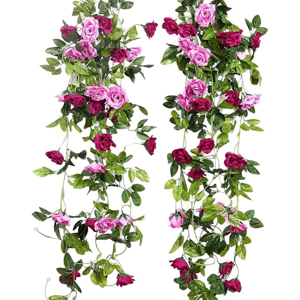 1 Pakke 13 Hoveder Dobbelt Farve Kunstig Falsk Rose Garland Vines
