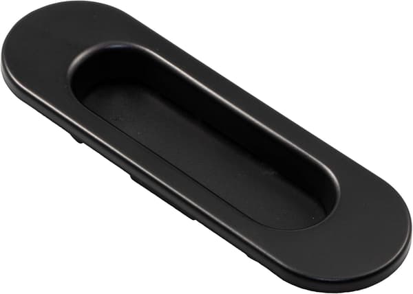Oval Skydedørsgreb Mat Sort 125 x 40 mm