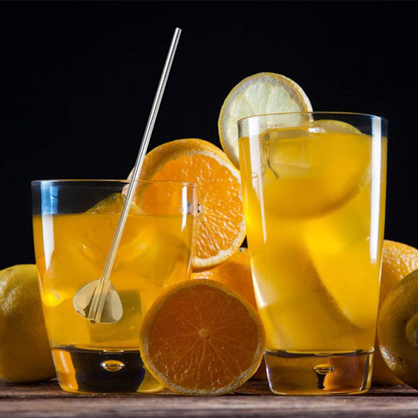 8 Genanvendelige Rustfrie Stålstrå, Hjerteformede Cocktail S