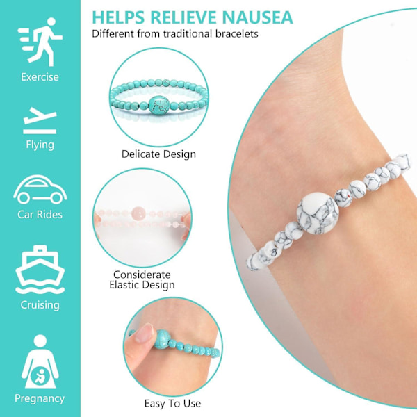 4 stk. Anti-kvalme armbånd Søsyge Bevægelsessyge Armbånd Armbånd Justerbar Bevægelsessyge Relief Bands Til Bevægelsessyge