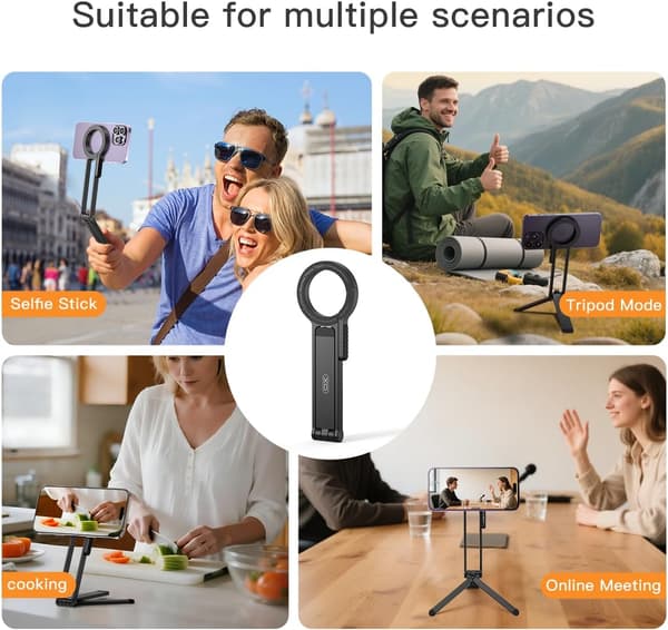 Magnetisk Telefon Tripod Stativ, Justerbart och Vikbart Mini Fickstativ, Stark Magnet Selfie Stick Stativ