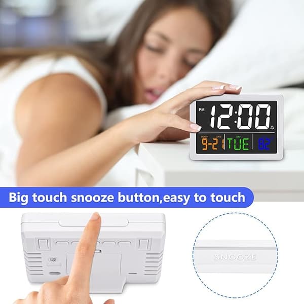 Elektronisk väckarklocka (vit), digital klocka, 5,5 tum LED