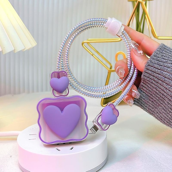 Cable Protector For Iphone Charger With Cute 3d Love Heart Design, Data Line Cable Saver Charger Protector