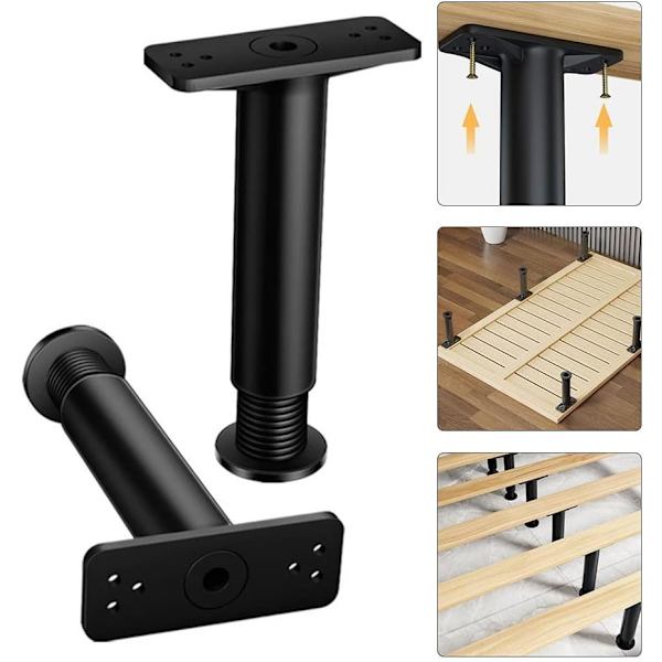 2 stk (Sort, 15-25 cm) Justerbare Sengben, Metal Møbler