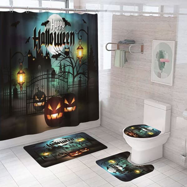 4-delad Halloween duschdraperi, Halloween duschdraperisets