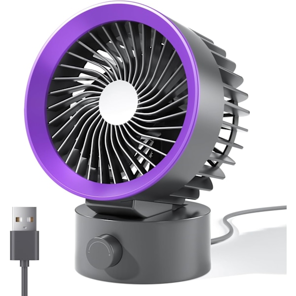 Mini USB Skrivbordsfläkt, Liten Tabletfläkt för Hemmakontor Sovsal Skrivbord, Grå+Lila