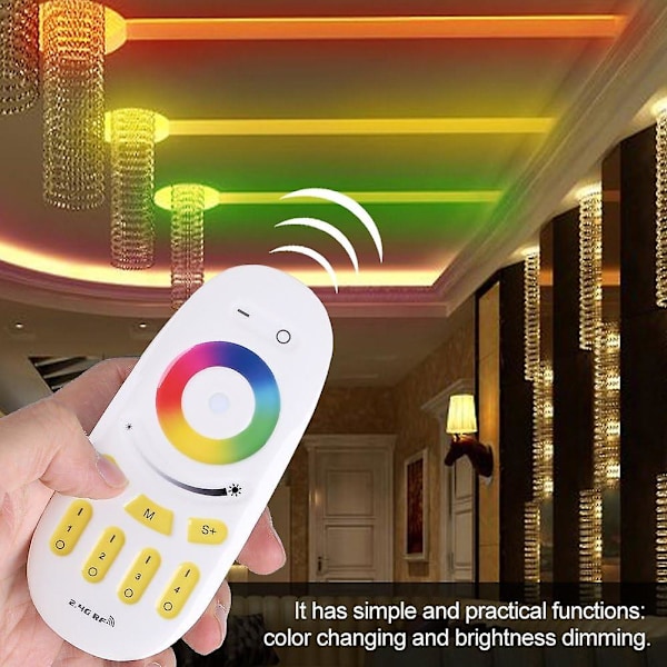 RF LED fjernbetjening, 2.4G RGBW fjernbetjening 4 zone fuld touch trådløs LED-controller RF touch LED RGB lysdæmper til