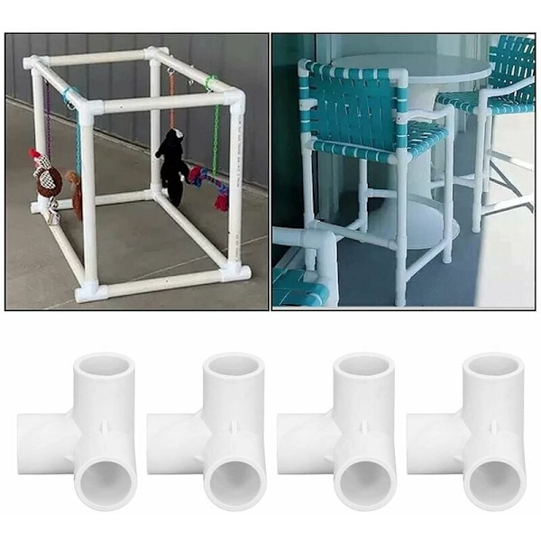 3-vejs PVC-fitting, 10 stk. 3-vejs plast PVC-møbelforbindelser P