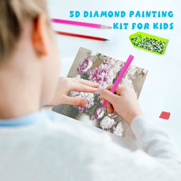 Diamond Art Kit Vuxen Blomma Diamond Painting Kit, 5D Diamond