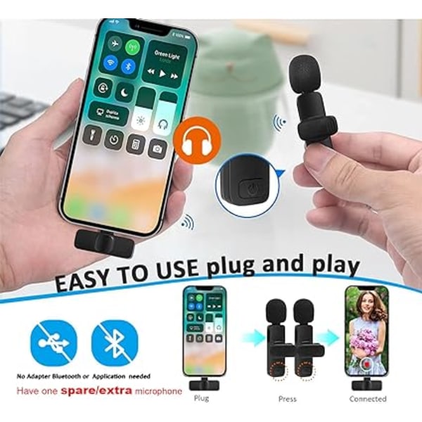 Trådlös Professionell Lavaliermikrofon för iPhone, iPad -