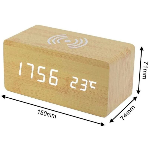 Digital termometer väckarklocka Trä digital väckarklocka LED Di