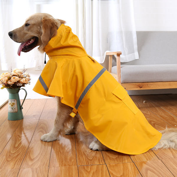 Regnjakker til store hunde med reflekterende stribet hætte, regn