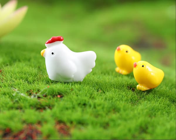 Mini Dyrefigur, Kyllinger, Egg, Kyllinghus, 10 Stykker Hage
