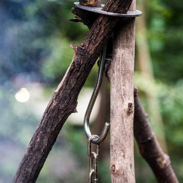 Camping Tripod Board Gjør om Grener til Bål Tripod Rustfritt Stål (Sølv)