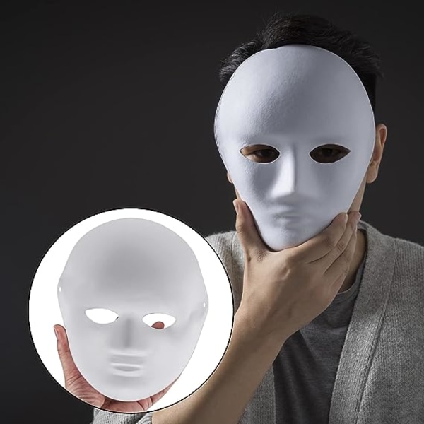 10 Hvide Malbare Papirmasker, DIY Papirmassemasker Maling