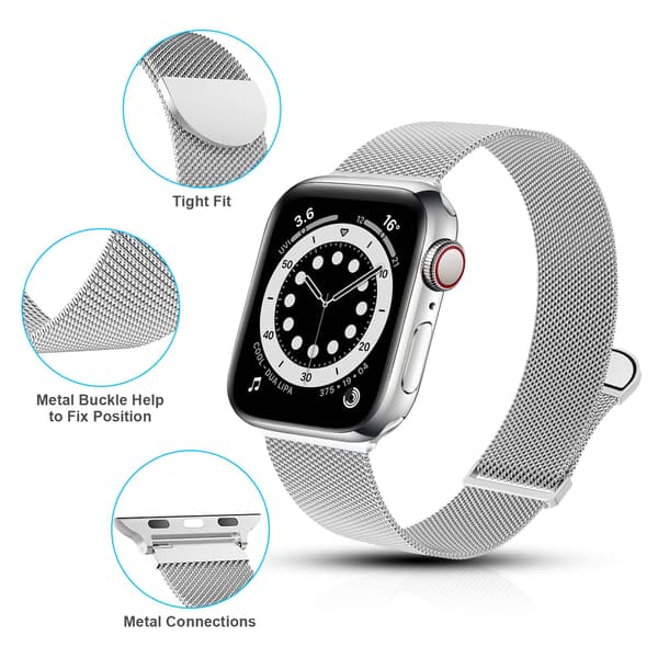 1 rem kompatibel med Apple Watch, justerbar trådnet magnetisk rustfrit stål