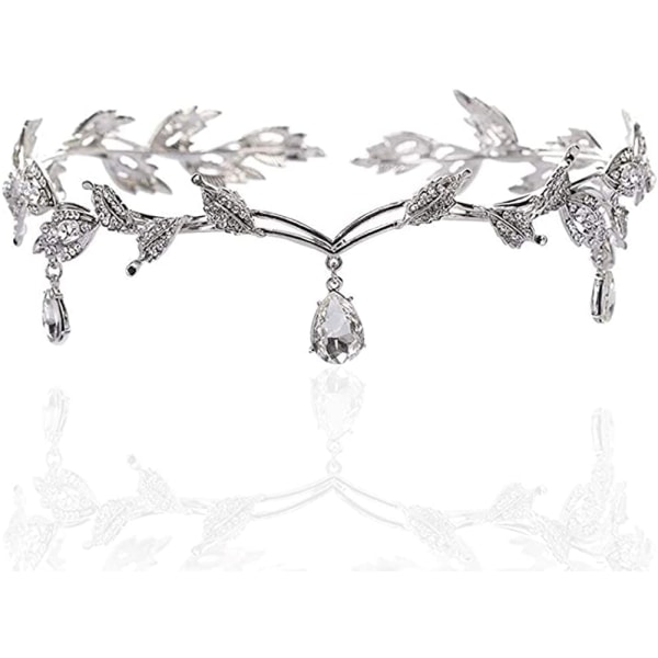 Gudinnan Tiara Leaf Pannband Crystal Rhinestones Tiara Crown