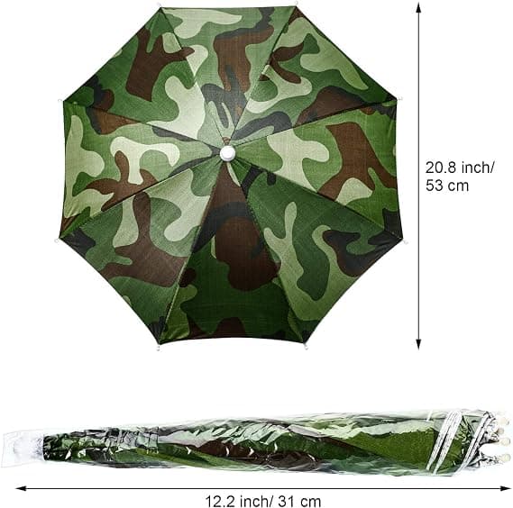 3 stk. Regnbue paraplyhatte camouflage fiskehat strand paraply