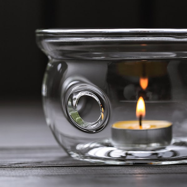 Transparent Krystalklar Glas Tekandevarmer Passer til Tekande Glas