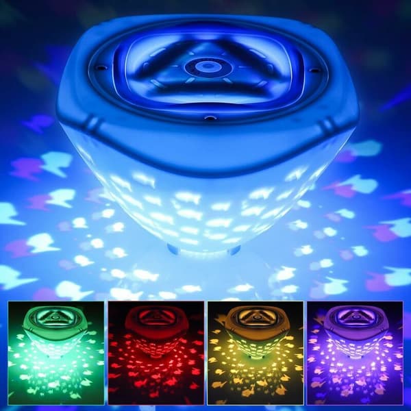 Pool Lights, Underwater Bathtub Light with Fish Projection, Float