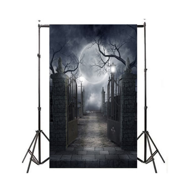Halloween Natt Fullmåne Bakgrund Mörk Träkyrkogård