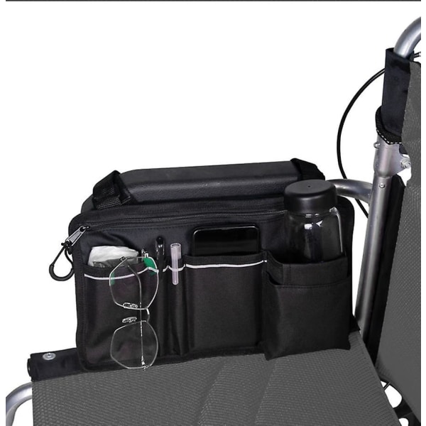 Wheelchair Storage Bag, Wheelchair Bag, Hanging Armrest Storage Holder Bag With Reflective Strips For Walkers, Mobility Scooters, Rollators