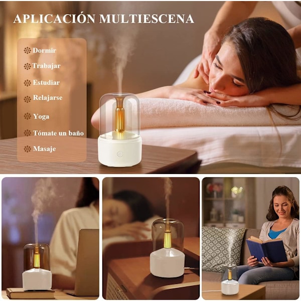 Aromaterapi Diffusorer, 120ml Æterisk Olie Diffusorer, Luftfugtighed med Stearinlys