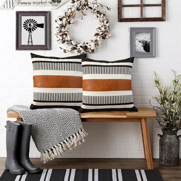 2-pack kuddfodral i lantlig stil för soffa, dekorativt